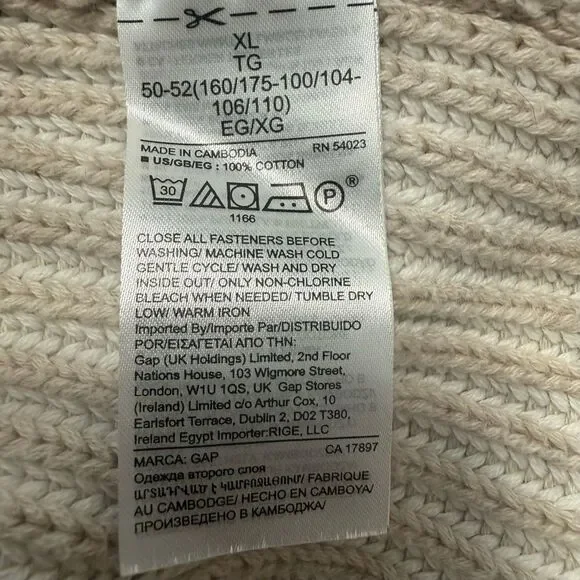 GAP Cream Ribbed Mockneck Raglan Sweater w/Asymetrical Button Accents - Picture 6 of 8